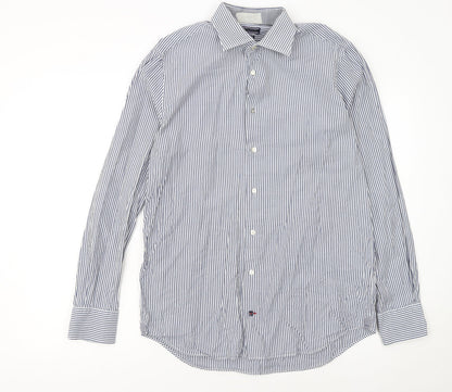 Tommy Hilfiger Men's Blue Striped Slim Fit Button-Up Shirt Size 15.75