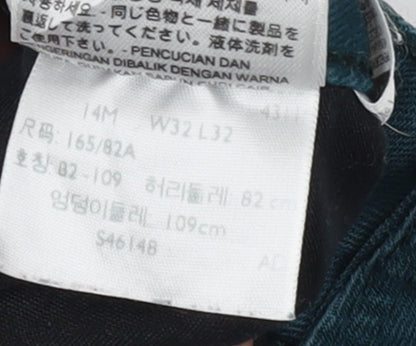 Levi's Men's Green Straight Denim Jeans W32 L32 Regular Fit