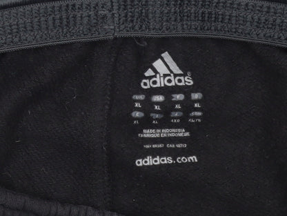 Adidas Men's Black XL Fleece Sweatpants with Grey Stripes