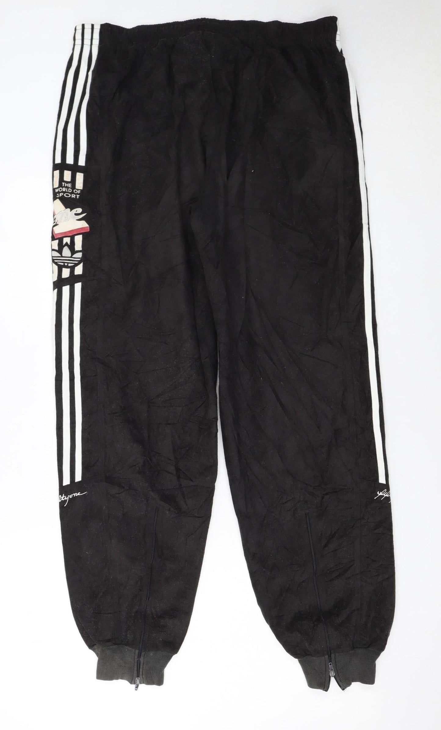 Adidas Men's Black Jogger Sports Trousers Size S Retro Logo