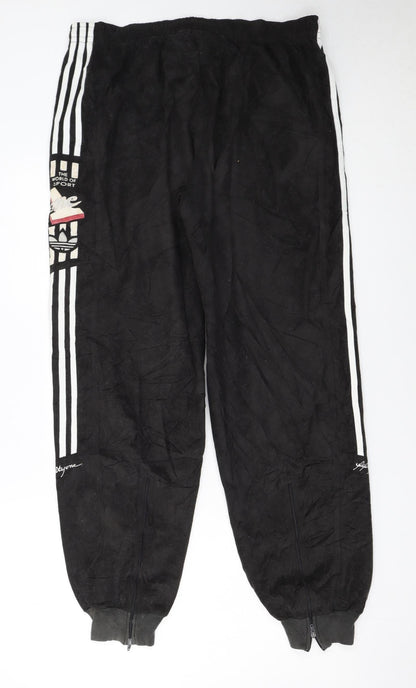 Adidas Men's Black Jogger Sports Trousers Size S Retro Logo