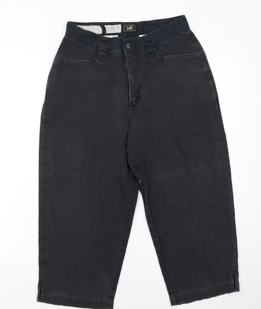 Lee Womens Black Chino Trousers Size 10 Regular Fit Cotton Stretch