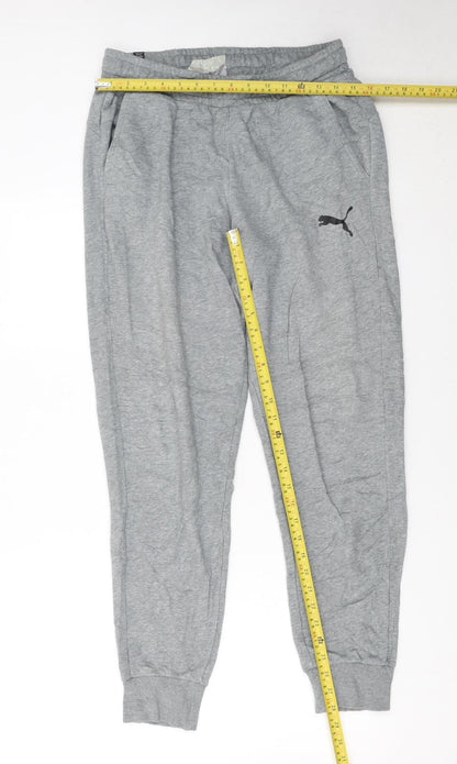 Puma Men's Grey Jogger Sweatpants M Regular Fit Elastic Waist