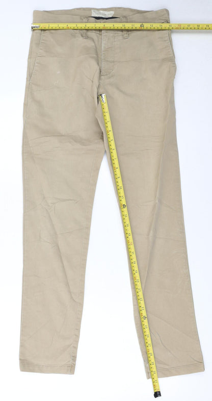 Carhartt Men Beige Chino Trousers 30x32 Cotton Blend Slim Fit