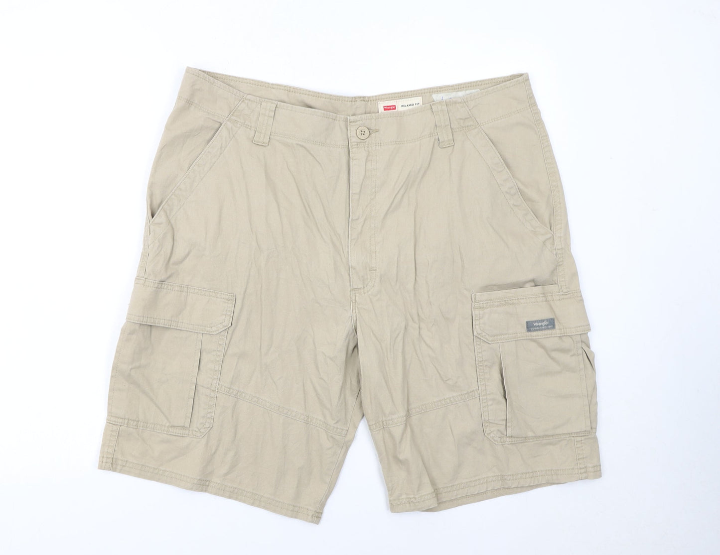 Wrangler Men's Beige Cargo Shorts Size 36 Relaxed Fit Cotton