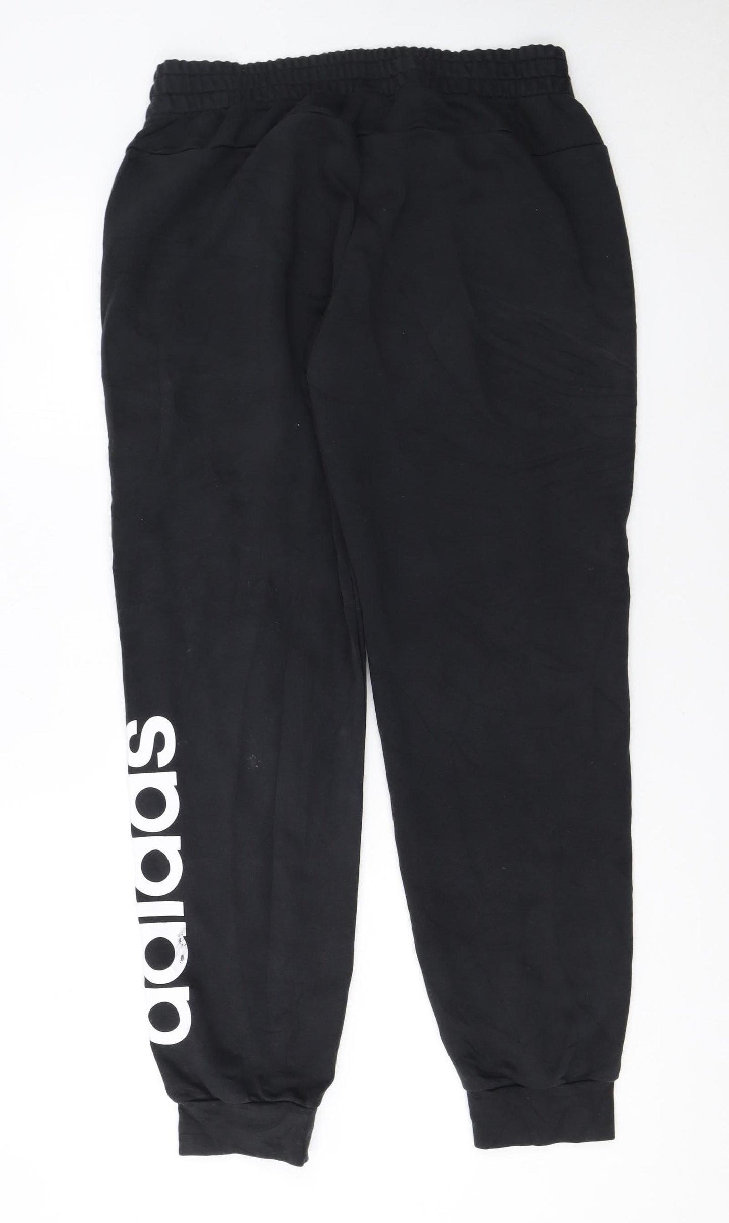 Adidas Womens Black Jogger Trousers Size L Elastic Waist Logo Sports