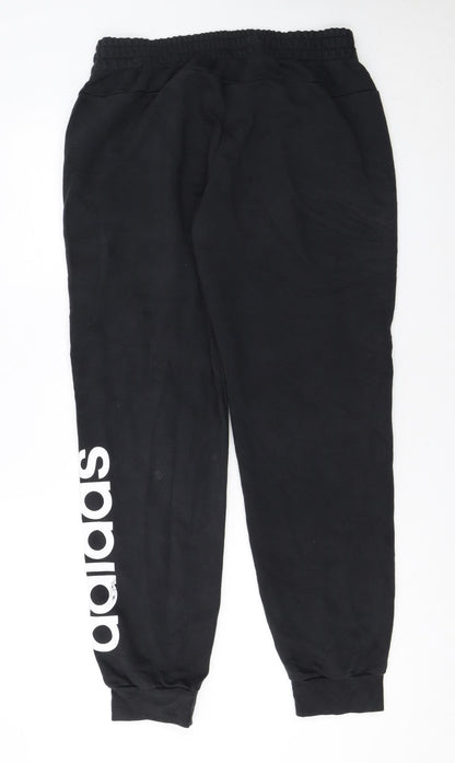 Adidas Womens Black Jogger Trousers Size L Elastic Waist Logo Sports