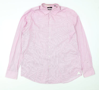 Hugo Boss Men's Pink Regular Fit Long Sleeve Button-Up Shirt Size 17.5