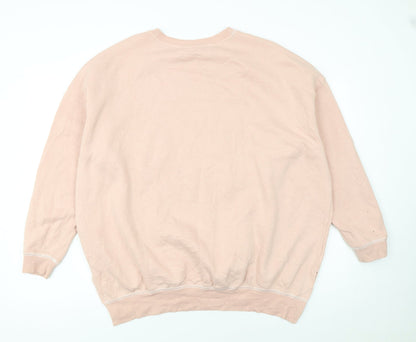 Disney Women Pink Stitch Chillin' Sweatshirt L Relaxed Fit Pullover