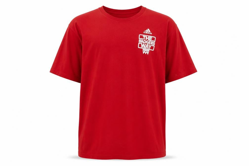 Adidas Men’s Red 2XL Graphic Sports T-Shirt The Badgers Way