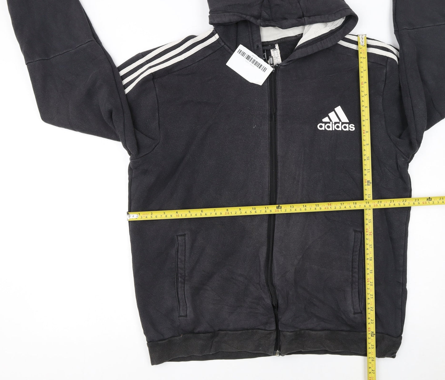Adidas Mens Black XL Full Zip Hoodie with Logo and Pockets