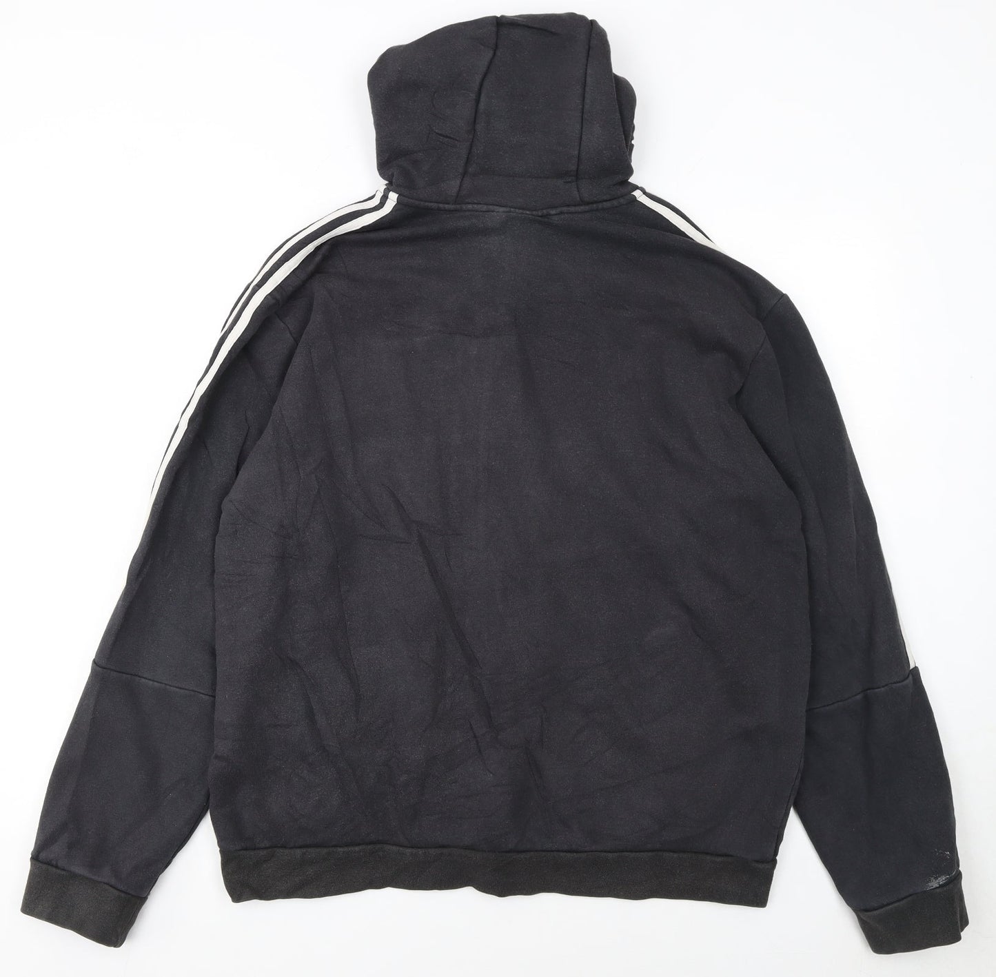 Adidas Mens Black XL Full Zip Hoodie with Logo and Pockets