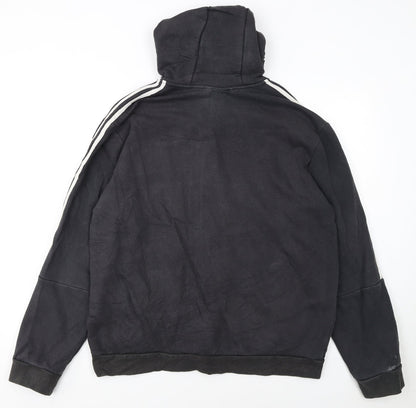 Adidas Mens Black XL Full Zip Hoodie with Logo and Pockets
