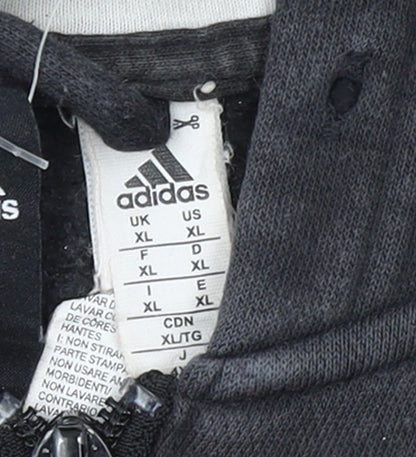 Adidas Mens Black XL Full Zip Hoodie with Logo and Pockets