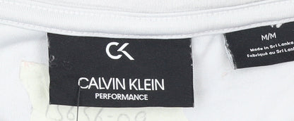 Calvin Klein Men’s White Logo Sweatshirt Size M Crew Neck Pullover
