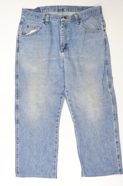 Wrangler Men's Light Blue 36x30 Straight Regular Fit Denim Jeans