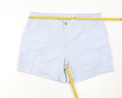 Lee Women's Light Blue Cargo Shorts Size 18M Regular Fit Mid Rise Cotton Blend