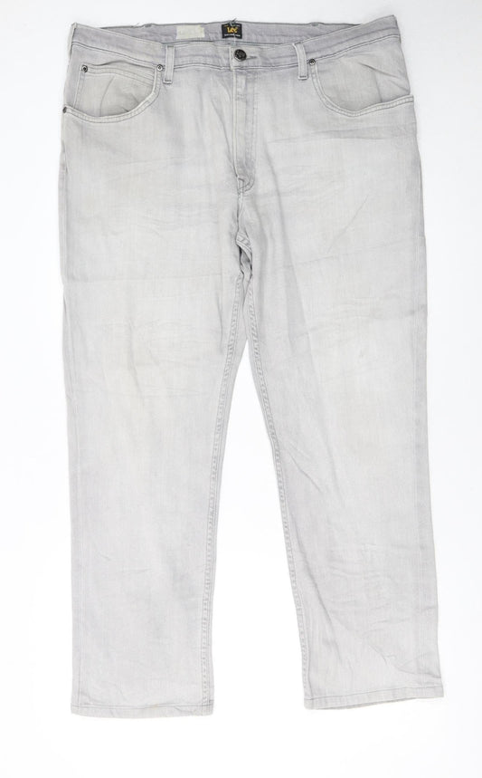 Lee Men’s Grey Brooklyn Straight Jeans 40W 34L Denim Stretch