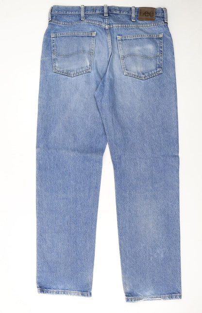Lee Men's Blue Regular Fit Straight Leg Denim Jeans 34x32