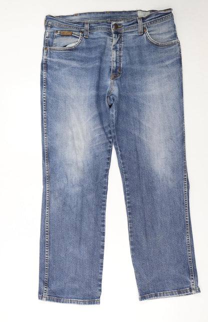 Wrangler Mens Blue Straight Denim Jeans W36 L30 Texas Stretch