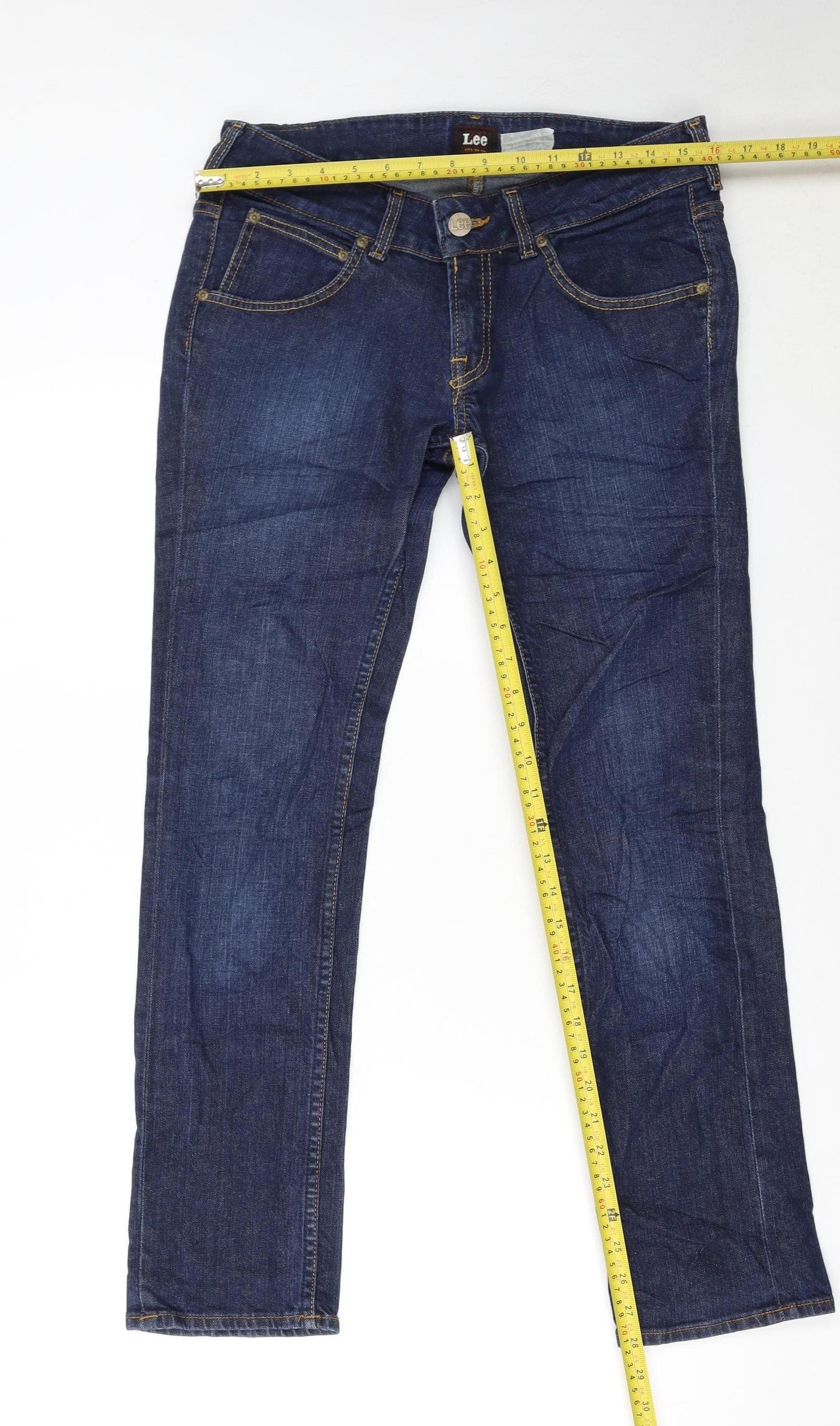 Lee Women's Blue Amy Straight Fit Stretch Denim Jeans Size 14
