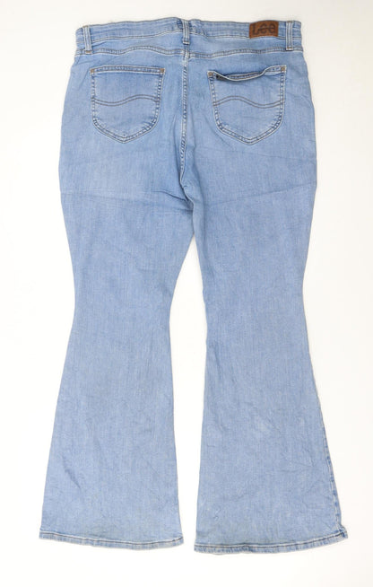 Lee Women's Blue Flared Denim Jeans Size 18 Petite Mid Rise