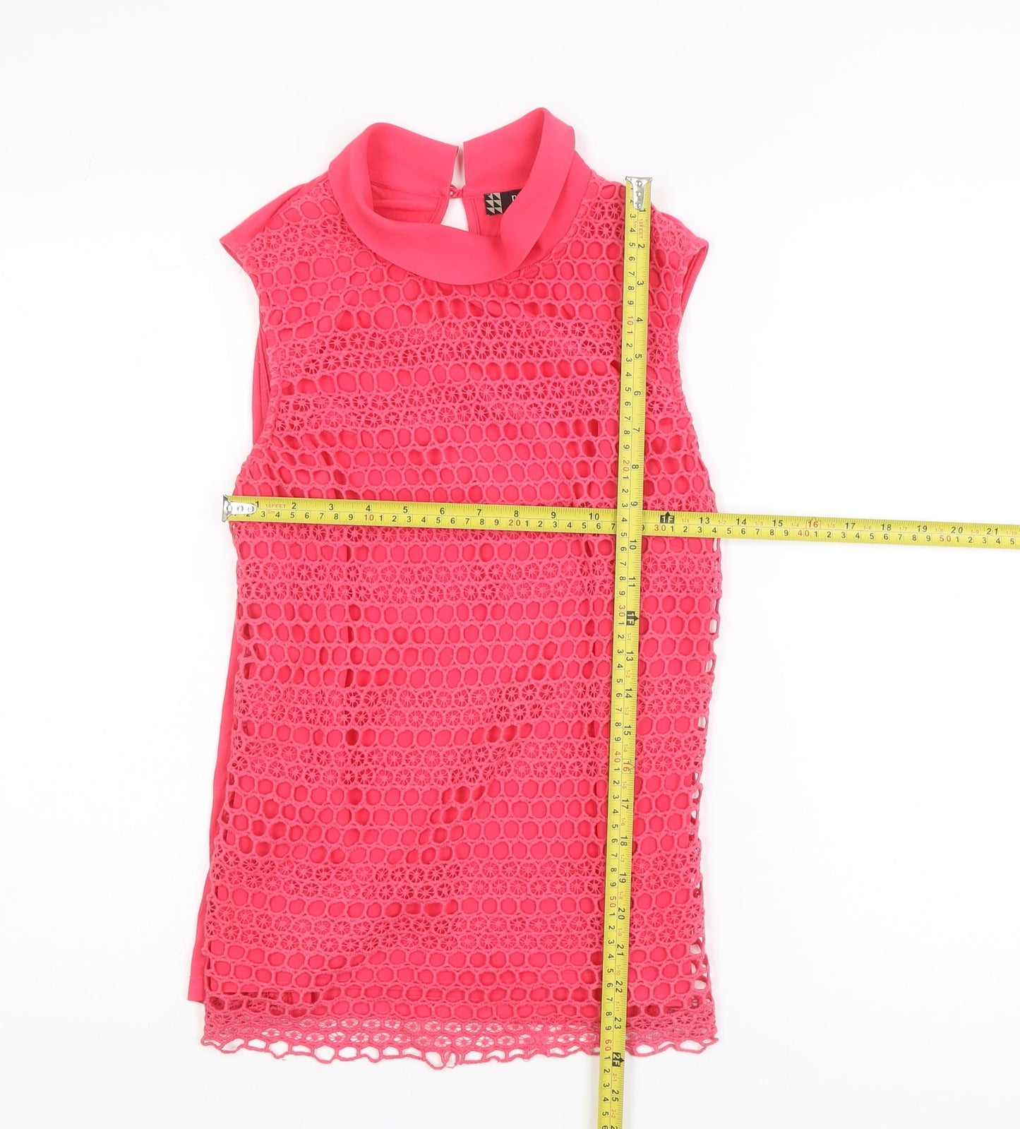 Principles by Ben de Lisi Women's Pink High Neck Lace Sleeveless Blouse Size 8