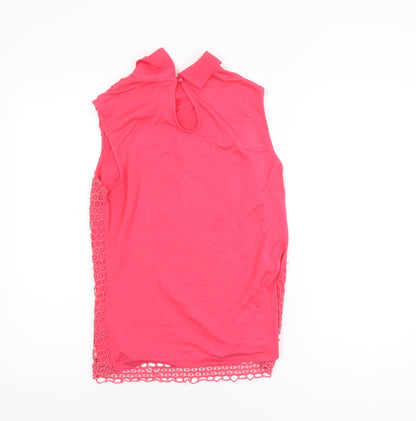 Principles by Ben de Lisi Women's Pink High Neck Lace Sleeveless Blouse Size 8