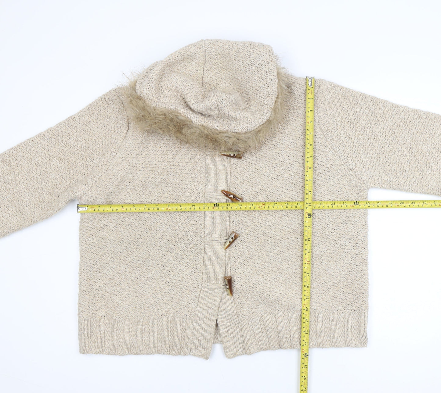 Debenhams Women’s Beige Hooded Chunky Knit Cardigan Size 22