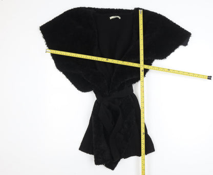 Oasis Women Black Faux Fur Belted Waistcoat Small
