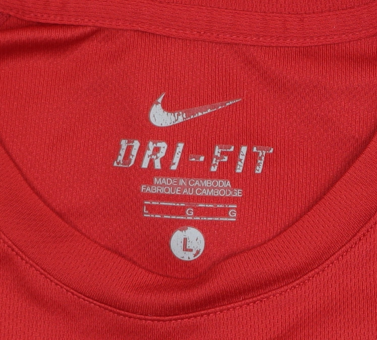 Nike Boys Red Dri-FIT Short Sleeve Athletic T-Shirt Size L