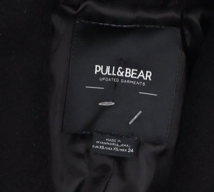 Pull&Bear Women's Black Long Wool Blend Overcoat XS