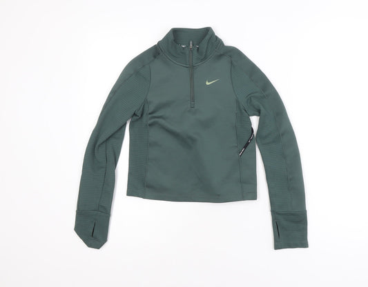 Nike Boys Green Therma-Fit Pro 1/4 Zip Athletic Jacket Size S 128-137cm