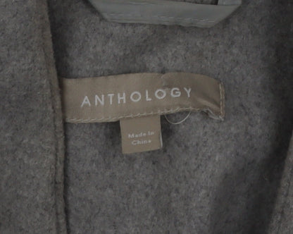 Anthology Women’s Grey Embroidered Belted Wool Blend Trench Coat Size 12
