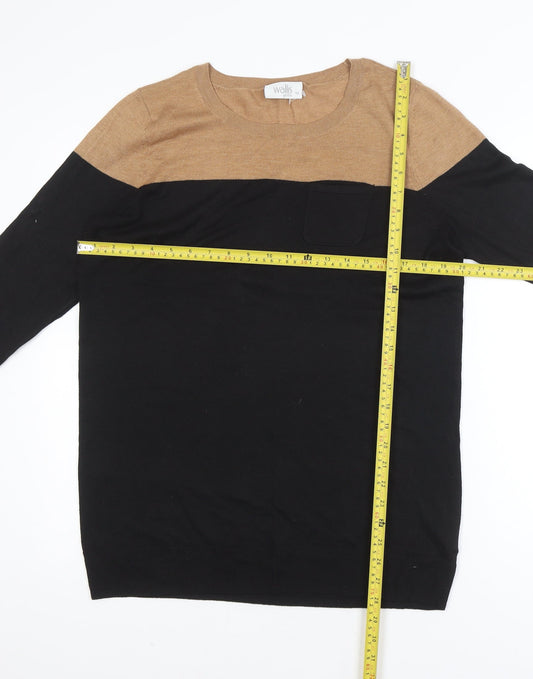 Wallis Black and Beige Crew Neck Jumper Unisex XL Long Sleeve Knit