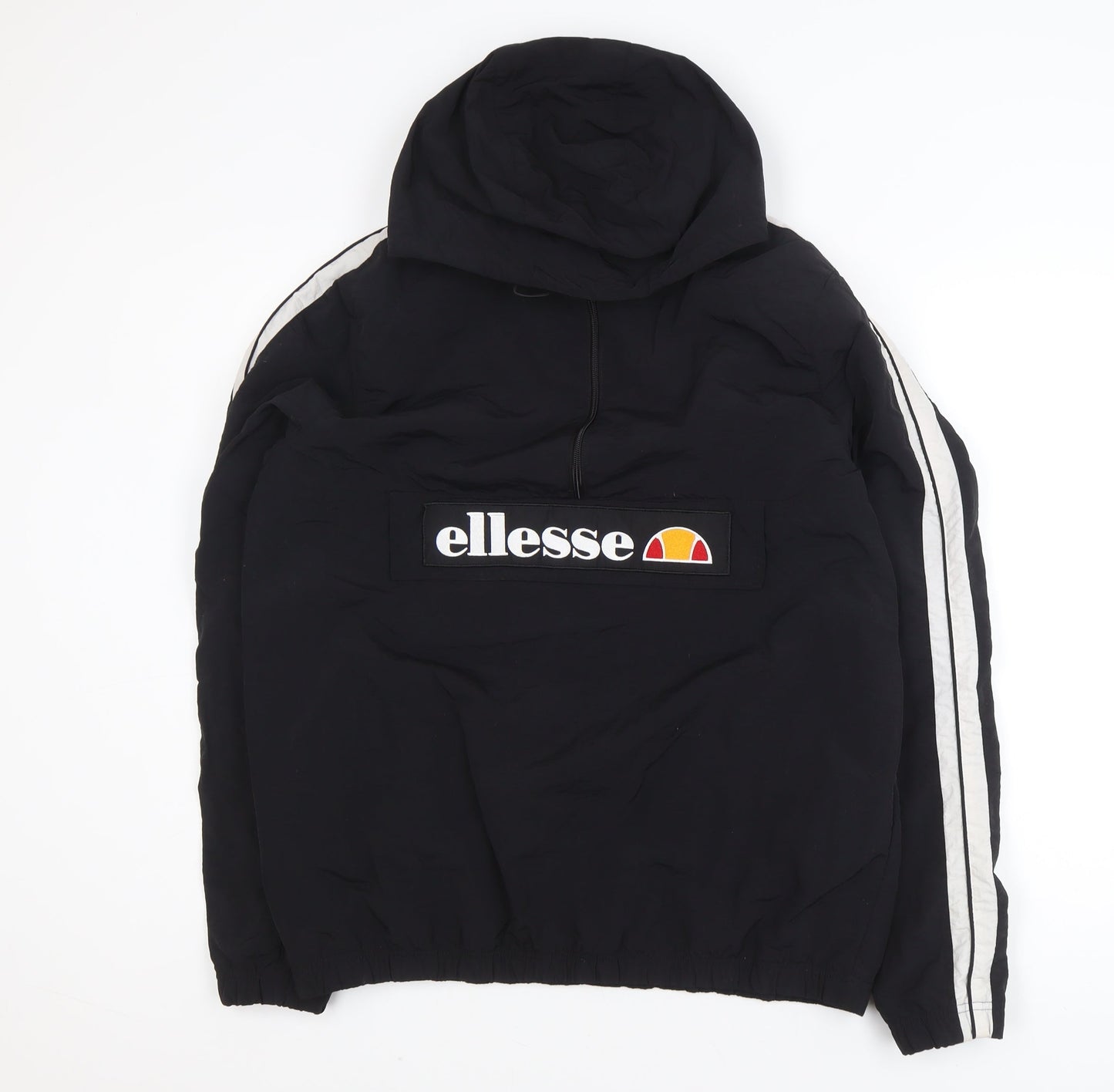 Ellesse Women's Black Hooded Anorak Jacket UK 14 Logo Sportswear