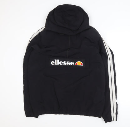 Ellesse Women's Black Hooded Anorak Jacket UK 14 Logo Sportswear