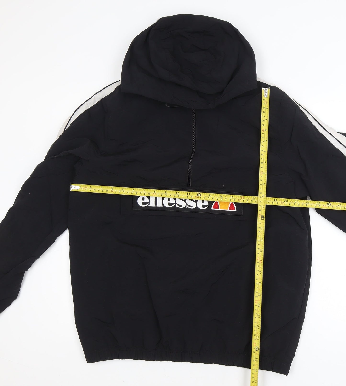 Ellesse Women's Black Hooded Anorak Jacket UK 14 Logo Sportswear