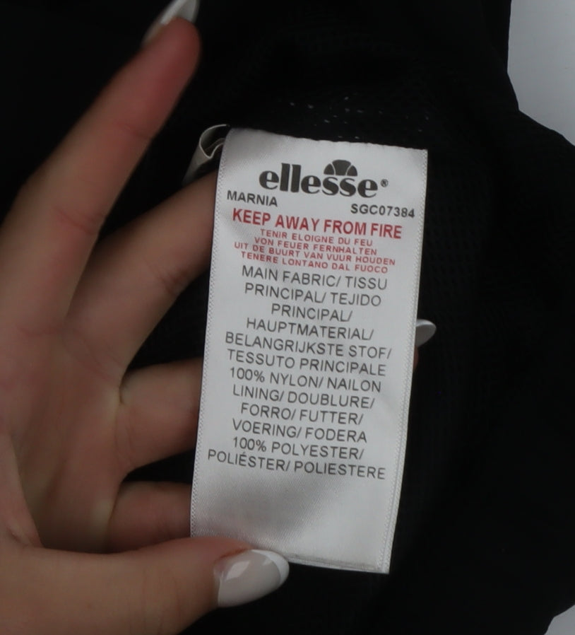 Ellesse Women's Black Hooded Anorak Jacket UK 14 Logo Sportswear
