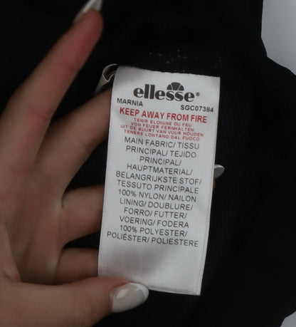 Ellesse Women's Black Hooded Anorak Jacket UK 14 Logo Sportswear