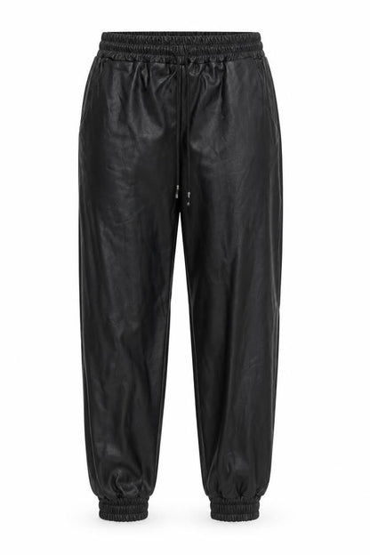 I SAW IT FIRST Womens Black Faux Leather Jogger Trousers Size S