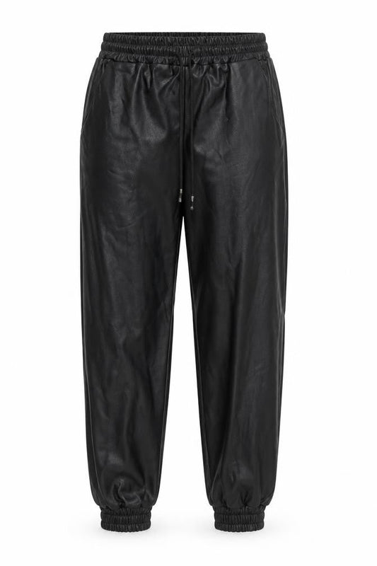 I SAW IT FIRST Womens Black Faux Leather Jogger Trousers Size S