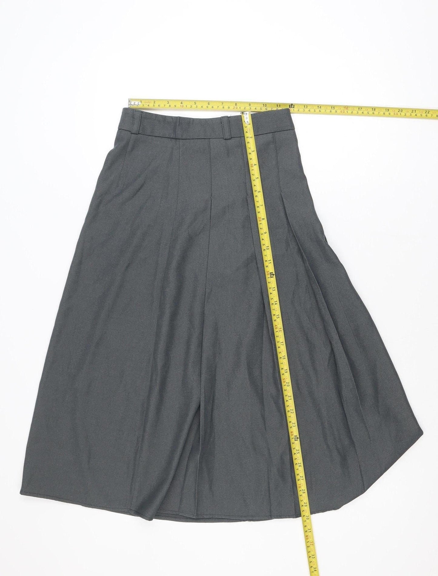 Fashion Classic Women Grey A-Line Knee Length Skirt M Polyester Workwear