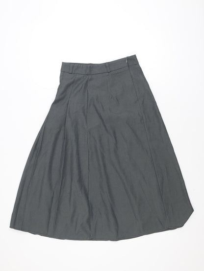 Fashion Classic Women Grey A-Line Knee Length Skirt M Polyester Workwear
