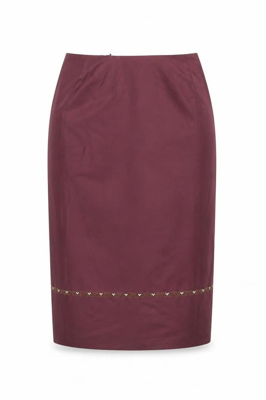 VILA Women’s Midi Burgundy Pencil Skirt Lined Beaded Detail Size L