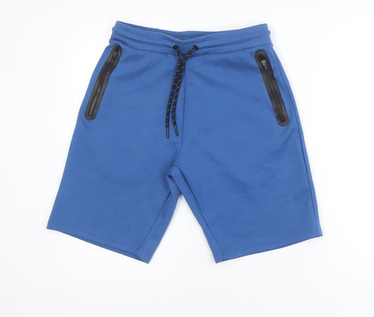 Dunnes Stores Men's Blue Sweat Shorts Small Elastic Waist Drawstring
