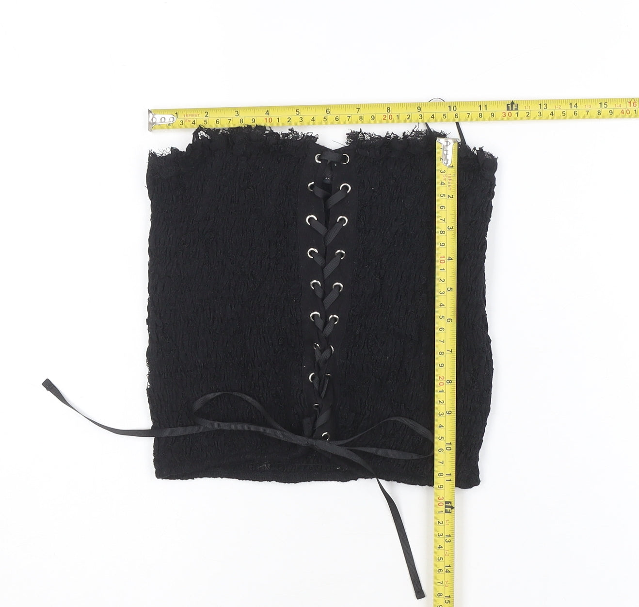Zara Women Black Lace Up Strapless Camisole Top Size M