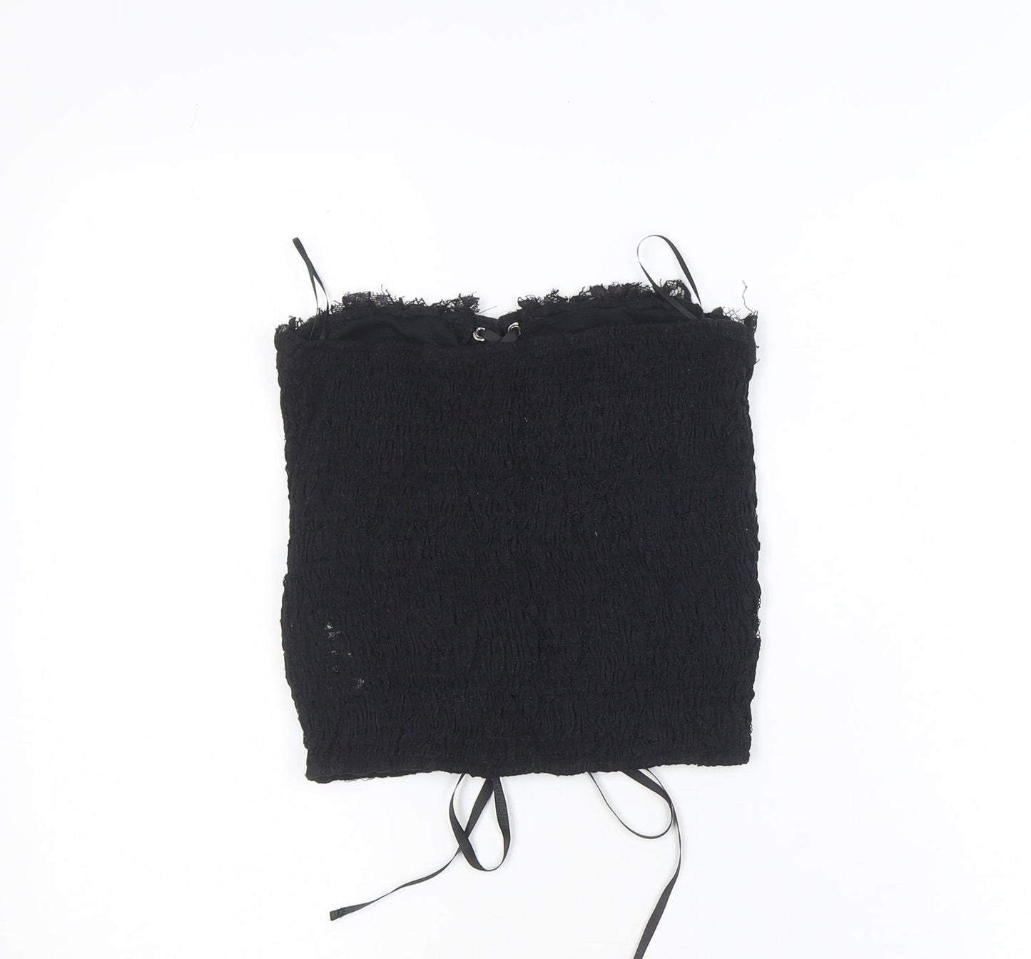 Zara Women Black Lace Up Strapless Camisole Top Size M