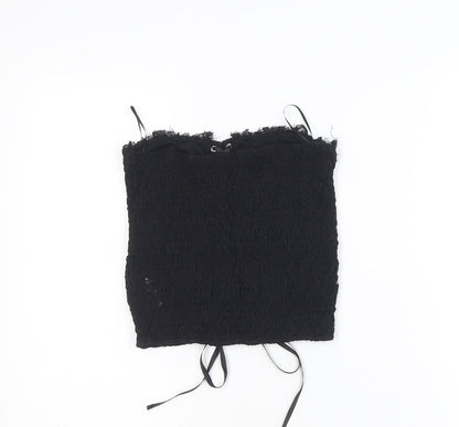 Zara Women Black Lace Up Strapless Camisole Top Size M