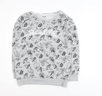 Cropp Mens Grey Cartoon Graphic Pullover Sweatshirt M